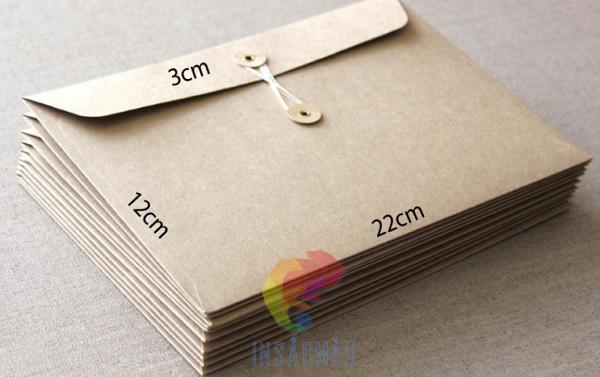 Mẫu bao thư giấy kraft nắp gài nút