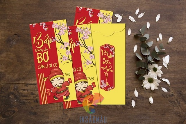 Mẫu bao lì xì màu đỏ + vàng ấn tượng