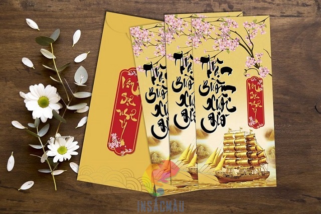 Mẫu bao lì xì in hình câu đối