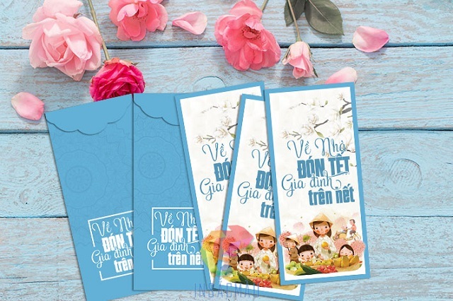 Mẫu bao lì xì màu xanh nhẹ nhàng, tinh tế
