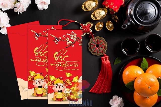Mẫu bao lì xì in hình thần tài may mắn