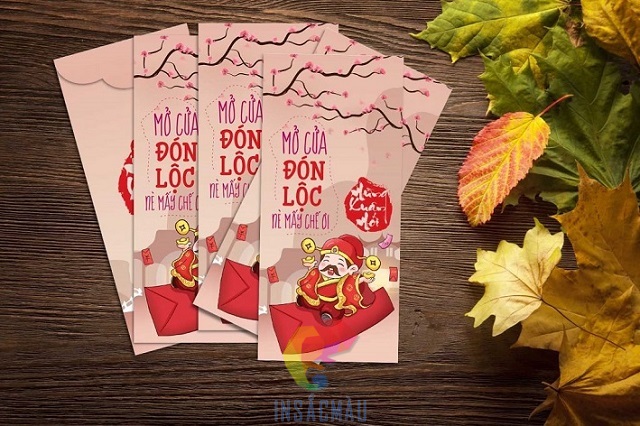 Mẫu bao lì xì màu hồng bắt mắt