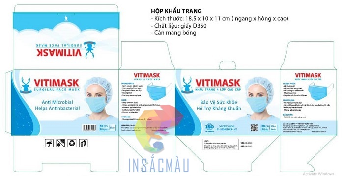 Kích thước hộp giấy đựng khẩu trang tiêu chuẩn