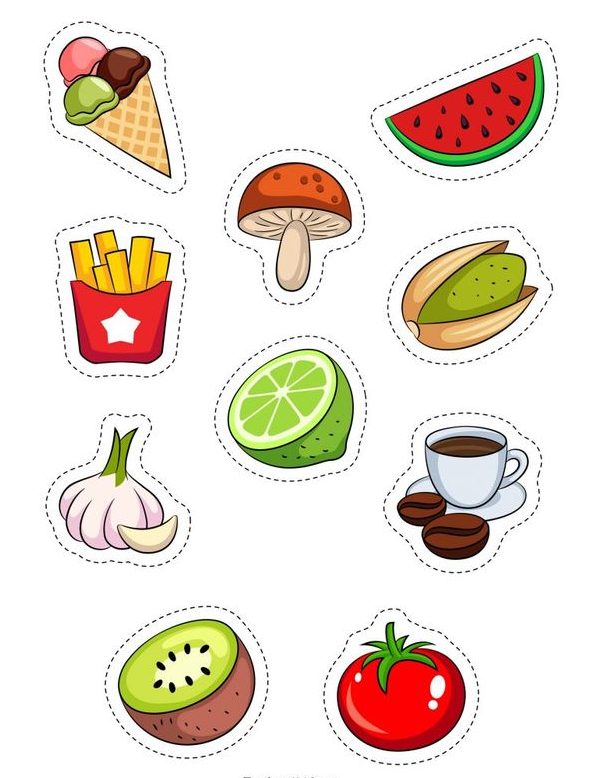 mẫu sticker cute về thực phẩm
