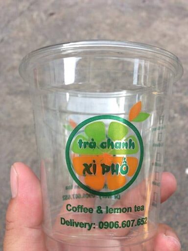 In logo dán ly nhựa nước ép
