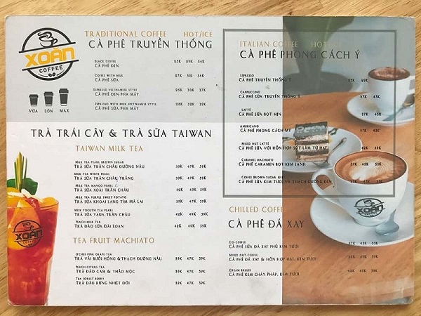 mẫu menu quán cafe chất lượng tại hcm