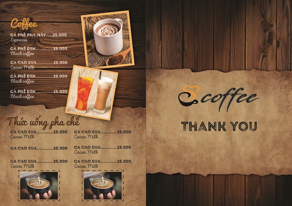 mẫu menu quán cà phê đẹp