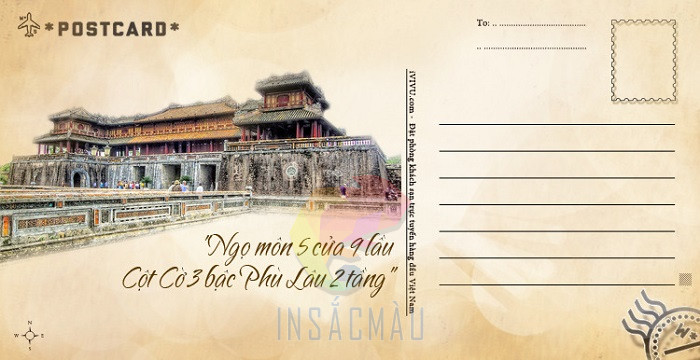 Mẫu bưu thiếp, postcard in hình Cố đô Huế - Việt Nam
