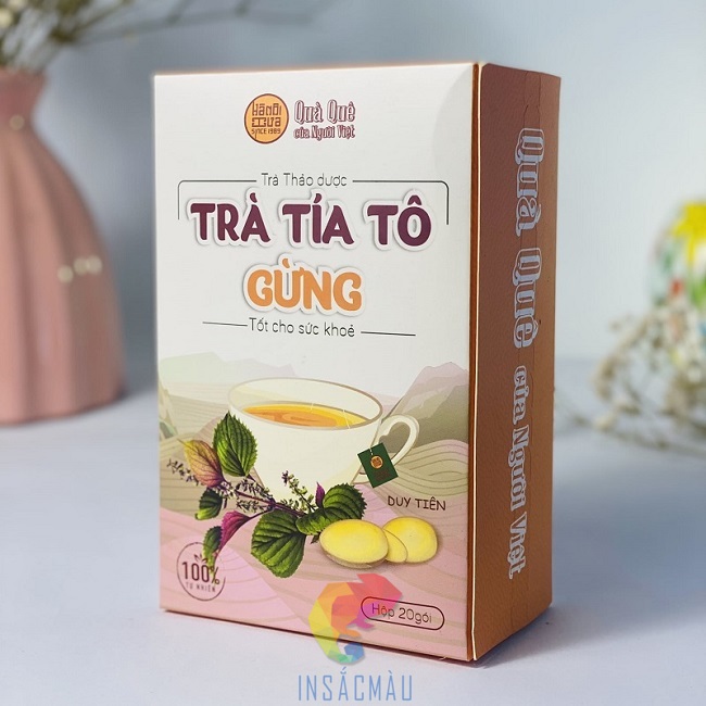 Mẫu hộp đựng trà tía tô hình chữ nhật, dáng đứng