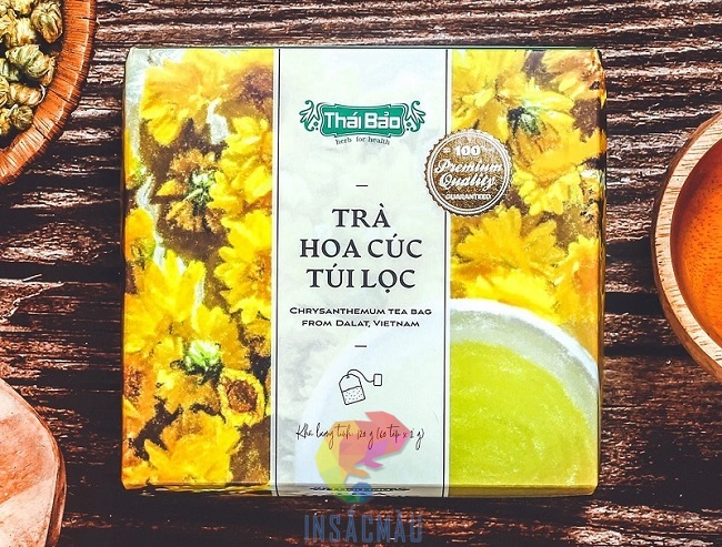 Mẫu hộp giấy đựng trà hoa cúc túi lọc