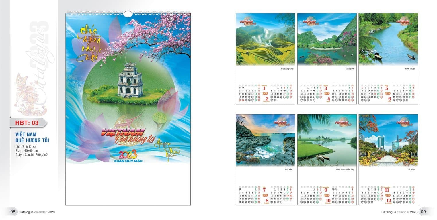 Mẫu lịch lò xo 2023 mẫu 10