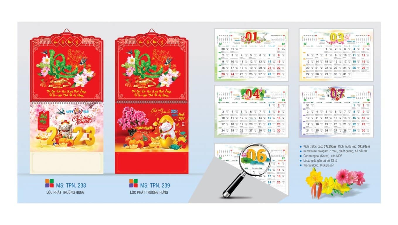 Mẫu lịch lò xo giữa - 10