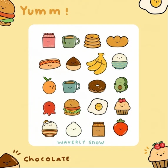 Mẫu sticker cute food số 18