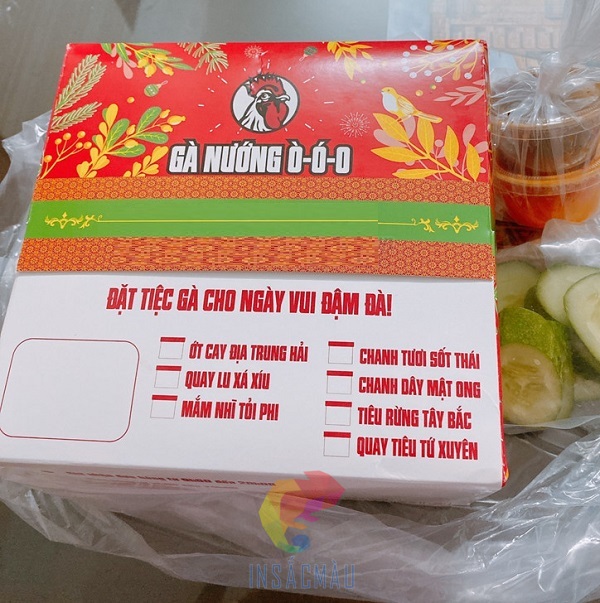 Mẫu hộp giấy đựng gà nướng Ò Ó O