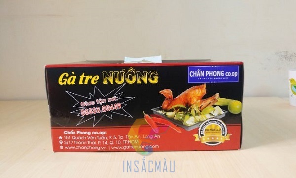 Mẫu hộp giấy đựng gà tre nướng kiểu nắp gài