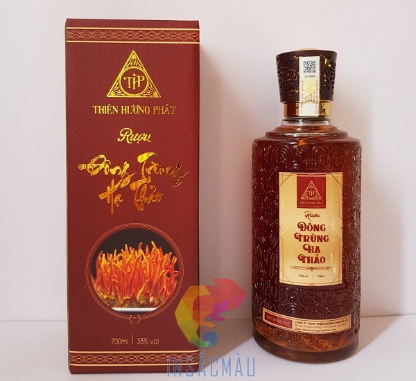 Mẫu hộp đựng rượu đông trùng hạ thảo nắp gài, đáy khóa