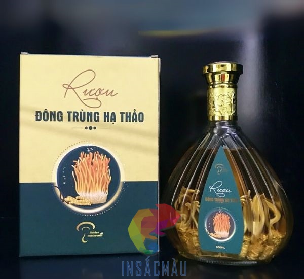 Mẫu hộp đựng rượu đông trùng hạ thảo nắp gài hai đầu