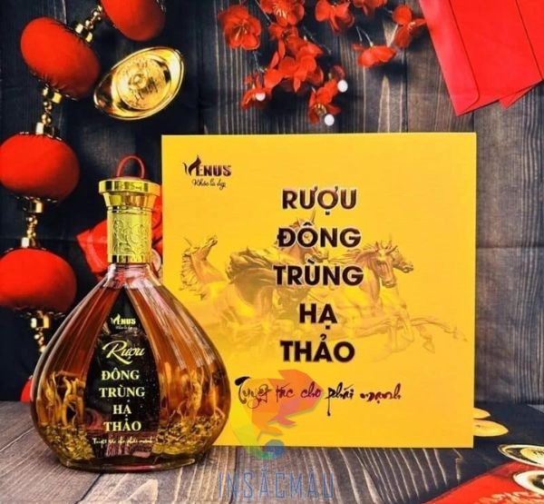 Mẫu hộp giấy đựng rượu đông trùng hạ thảo thiết kế sang trọng