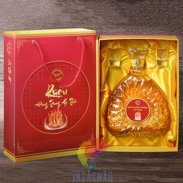 Mẫu hộp đựng rượu đông trùng hạ thảo sang trọng, cao cấp