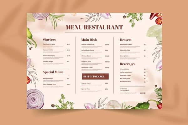 Mẫu menu quán nhậu giá rẻ