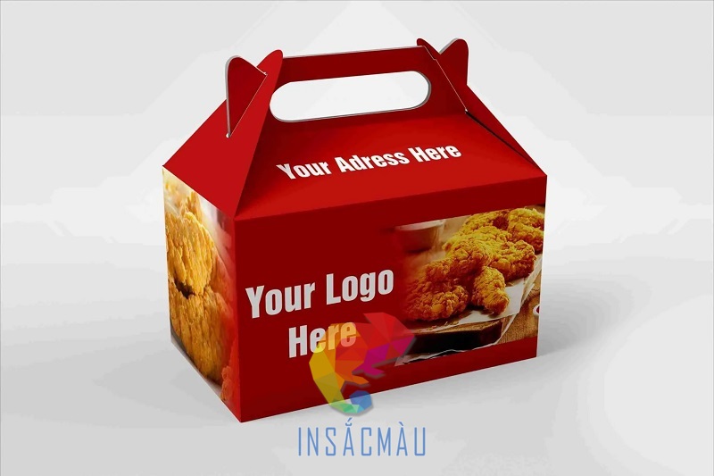 Mẫu hộp giấy đựng gà rán có tay cầm