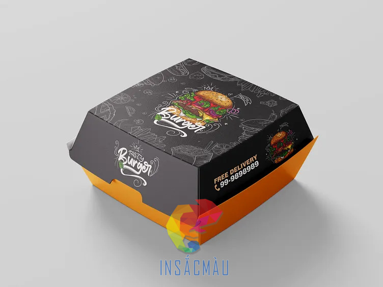 Mẫu hộp giấy đựng bánh burger
