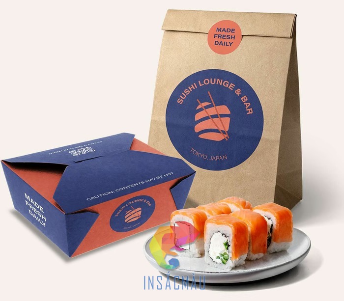 Mẫu hộp giấy đựng thức ăn in logo thương hiệu