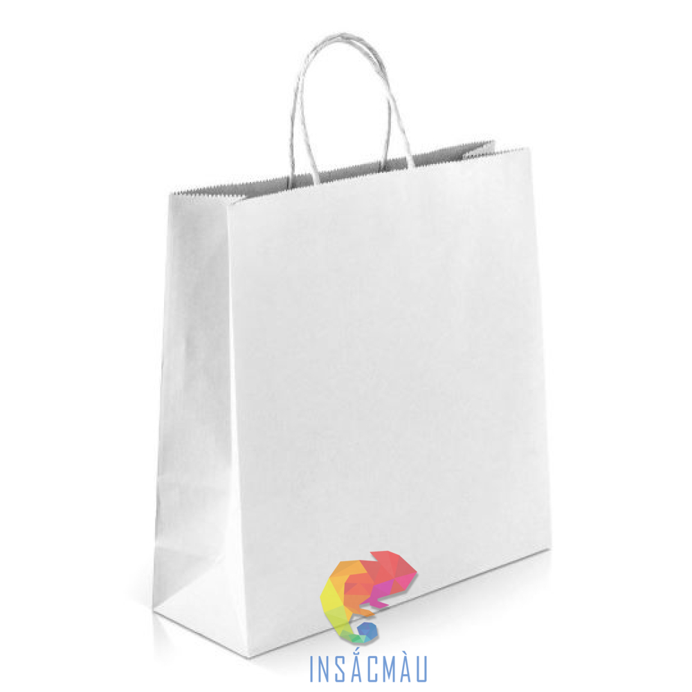 Mẫu túi giấy kraft trắng có quai thiết kế đơn giản
