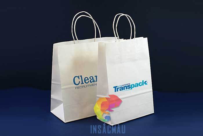 Mẫu túi giấy kraft trắng in tên thương hiệu