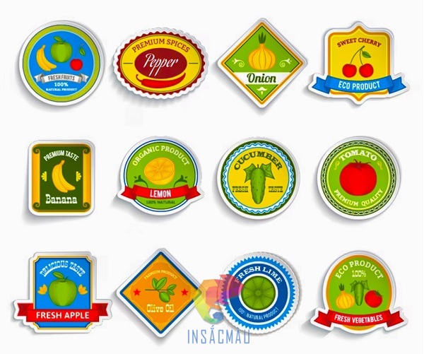 Mẫu tem logo thương hiệu kinh doanh trái cây