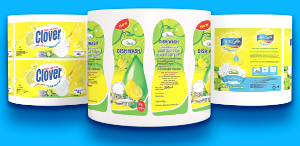 Mẫu tem nhãn decal dns chai nước rửa chén dạng cuộn