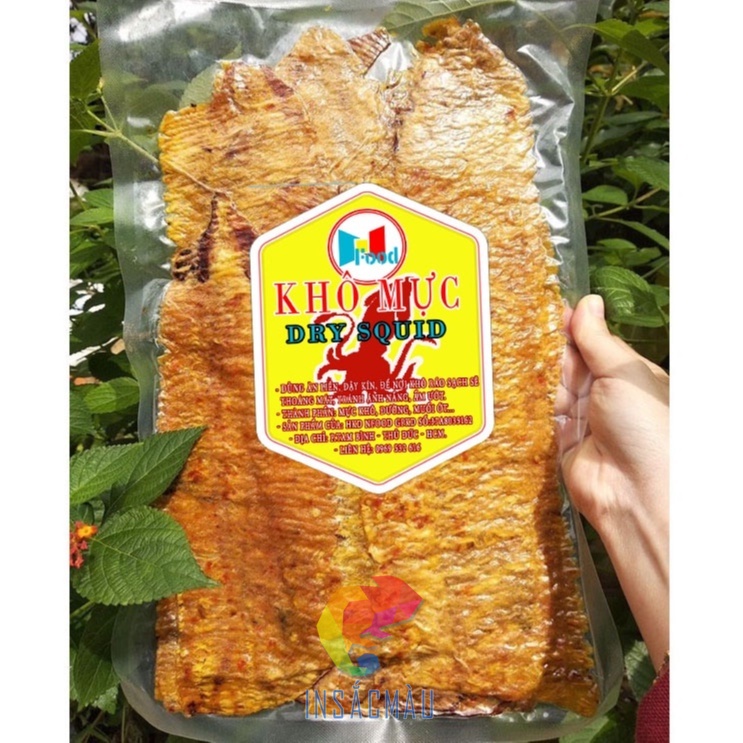 Mẫu tem dán túi zip khô mực