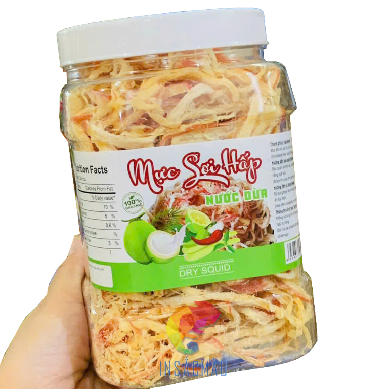 Mẫu tem khô mực sợi hấp nước dừa