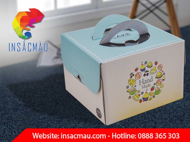 Mẫu hộp bánh kem có quai xách