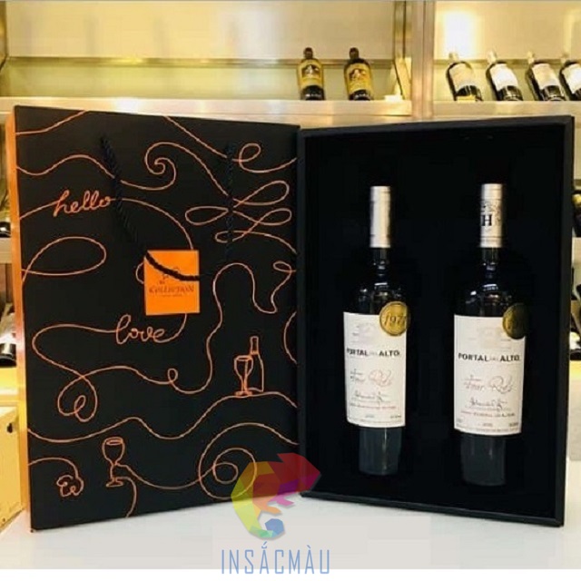 Mẫu hộp giấy đựng 2 chai rượu vang cao cấp