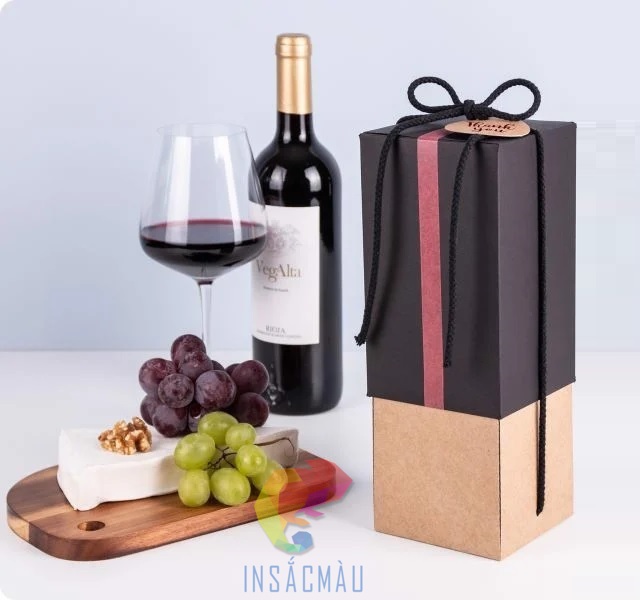 Mẫu hộp giấy đựng rượu có thắt nơ trang trí