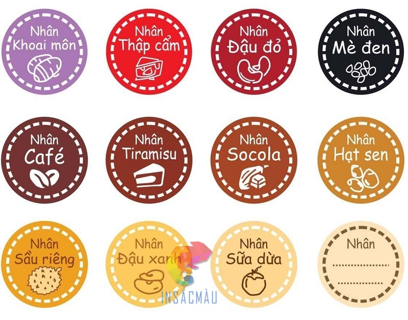 In Tem Nhãn Bánh Trung Thu 41 Mẫu tem nhãn dán bánh trung thu hình tròn
