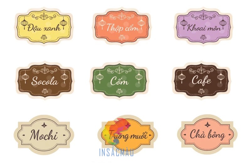 In Tem Nhãn Bánh Trung Thu 48 Mẫu sticker dán bánh trung thu cắt bế đẹp mắt
