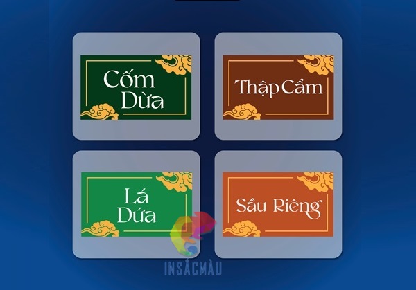 In Tem Nhãn Bánh Trung Thu 45 Mẫu tem dán bánh trung thu hình chữ nhật, nhiều màu sắc