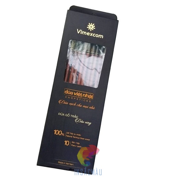 Mẫu hộp giấy đựng đũa kiểu nắp gài, có cửa sổ trong suốt