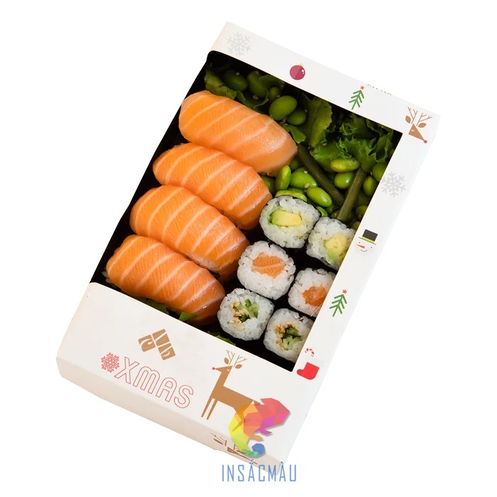 Mẫu hộp giấy đựng sushi thiết kế bắt mắt