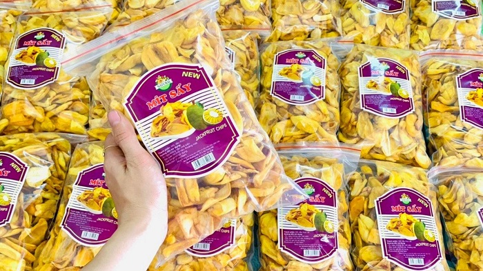Mẫu tem nhãn mít sấy hình đa giác độc đáo