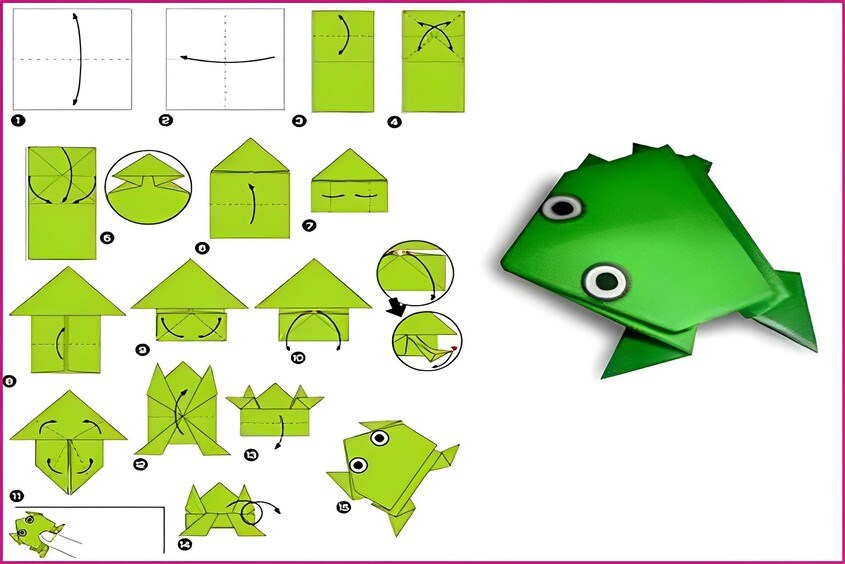 Cách gấp con ếch bằng giấy A4 chi tiết theo từng bước