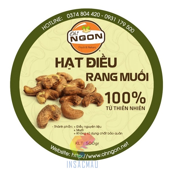 Mẫu tem hạt điều đẹp, hình minh họa chân thực