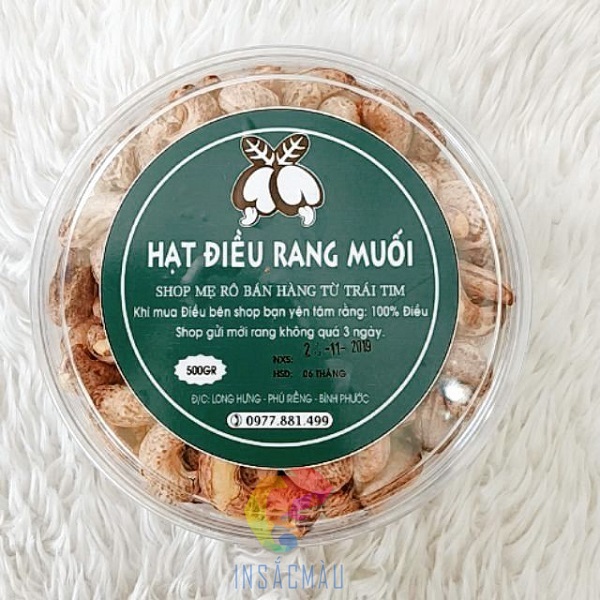 Mẫu tem nhãn hạt điều rang muối hình tròn