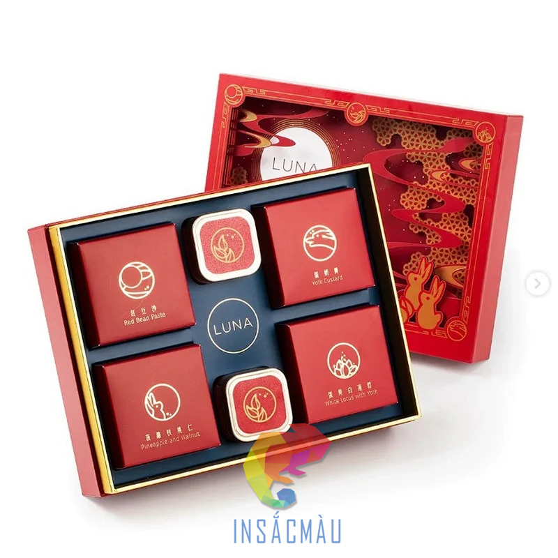 In hộp bánh trung thu 25 Kích thước hộp giấy đựng bánh trung thu