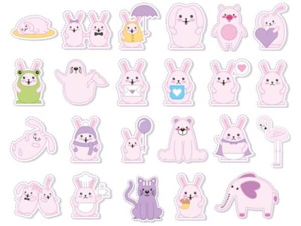 60+ Mẫu Sticker Thỏ Cute, Dễ Thương, Sáng Tạo Nhất - In Sắc Màu