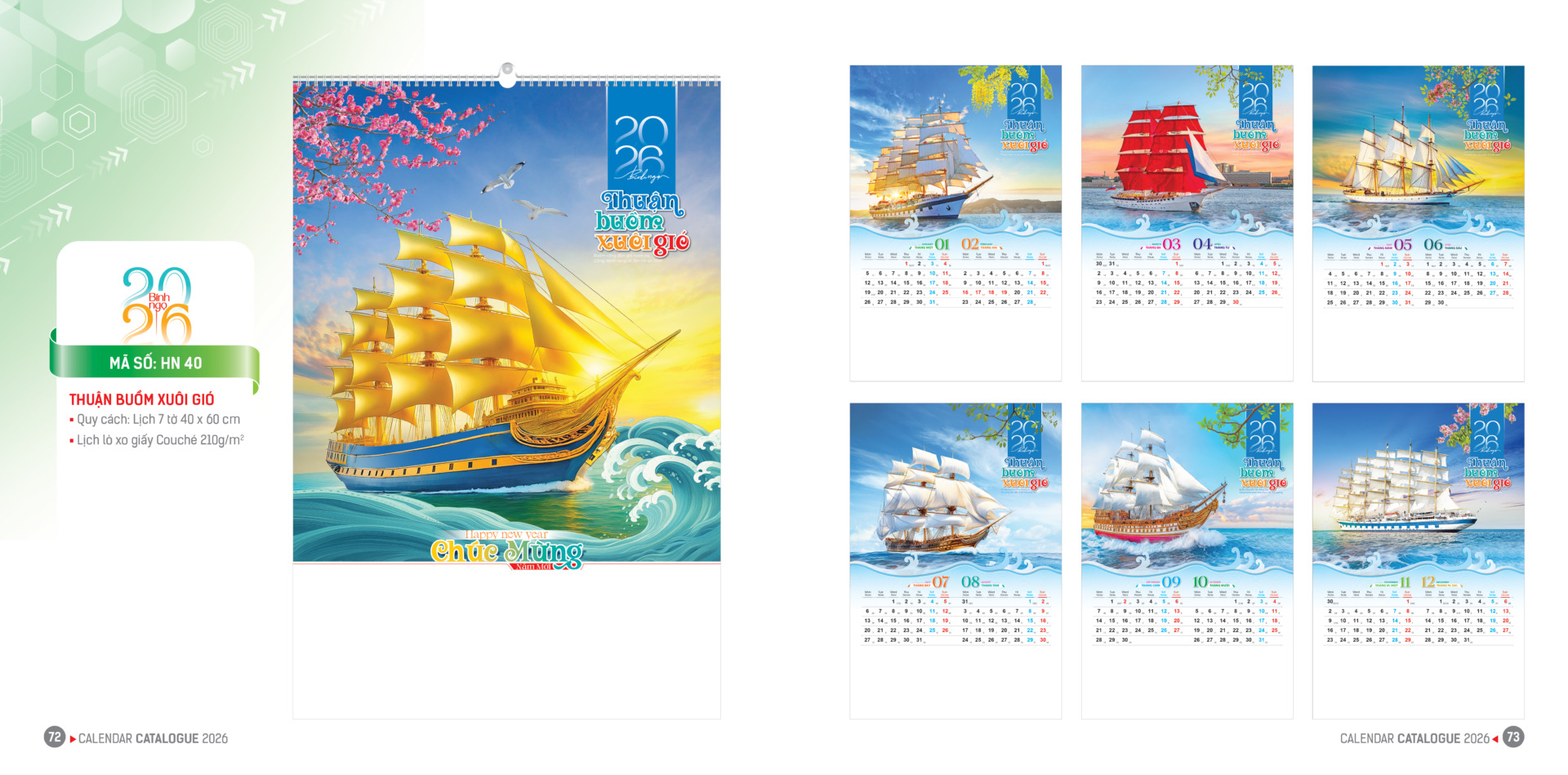 Lịch lò xo treo tường 7 tờ