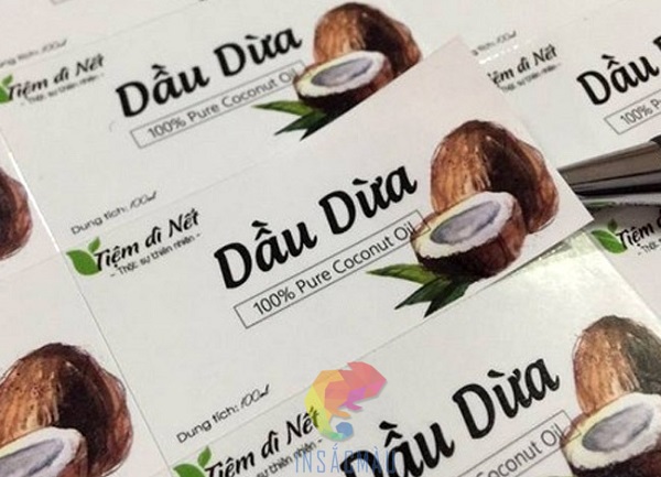 Mẫu tem nhãn dầu dừa hình chữ nhạt
