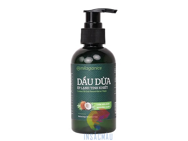 Mẫu tem nhãn dầu dừa cán màng mờ đẹp mắt